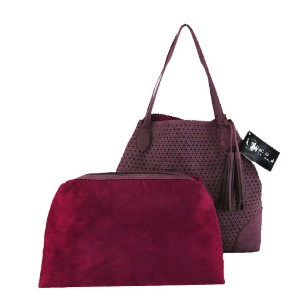 BUCO GRAND  METRO Bordeaux Leather Tote Bag$184.00